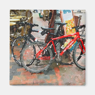 Colorful Bicycles Street Scene Magneet