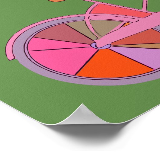 Colorful  Bike met Flowers Illustratie Poster (Hoek)