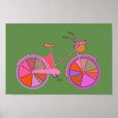 Colorful Bike met Flowers Illustratie Poster (Voorkant)