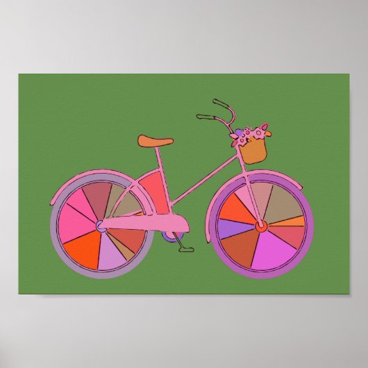 Colorful  Bike met Flowers Illustratie Poster (Voorkant)