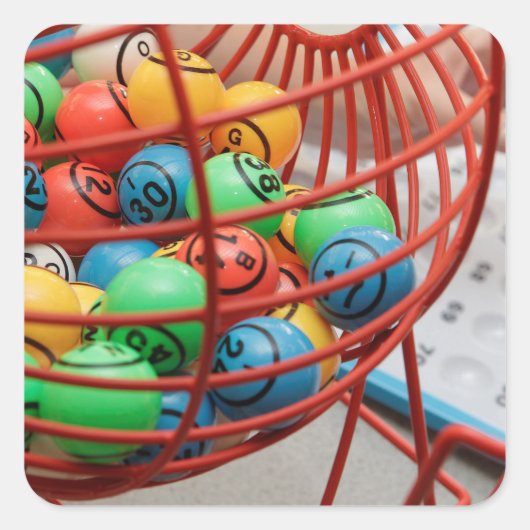 Colorful Bingo Balls in Spinner Vierkante Sticker (Voorkant)
