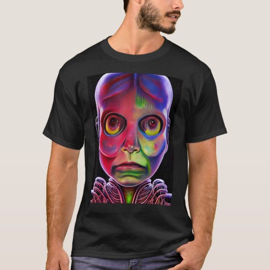 Colorful Biomechanical Artificial Intelligence Cyb T-shirt (Voorkant)