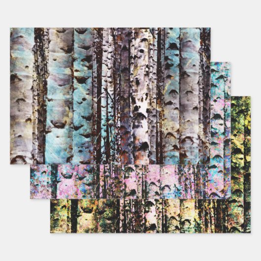 Colorful Birch Bossen Inpakpapier Vel (Set)