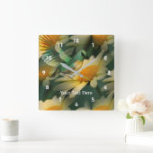 Colorful Bird and Daisies Fantasy Animal Art Vierkante Klok (Huis)