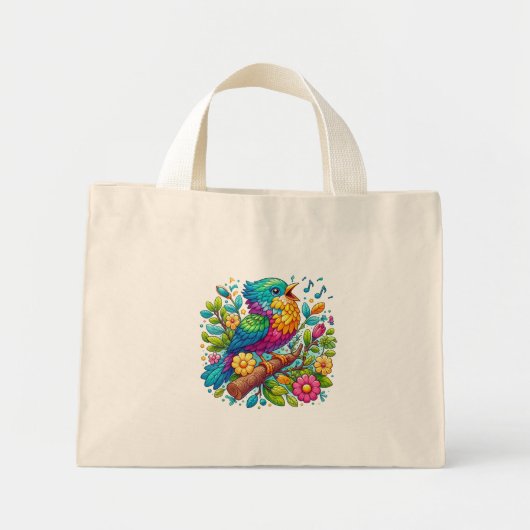 Colorful Bird Design Mini Tote Bag (Voorkant)