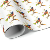 Colorful Bird Illustration Pattern Cadeaupapier (Rol Hoek)