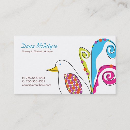 Colorful Bird Mird Calling Cards Kaarten Contactkaartje (Voorkant)