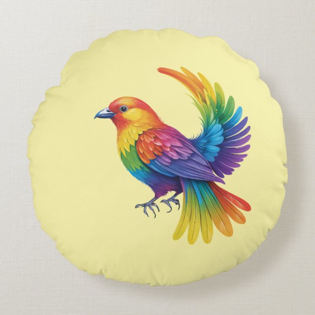Colorful Bird Rond Kussen (Voorkant)