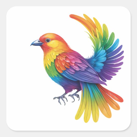 Colorful Bird Vierkante Sticker (Voorkant)