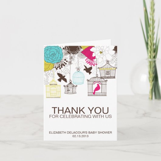 Colorful Birdcages Baby shower Hartelijk dank Bedankkaart (Voorkant)