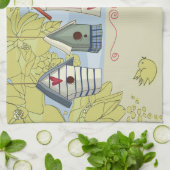 Colorful Birdhouses Kitchen Towel, Horizontal Theedoek (Gevouwen)