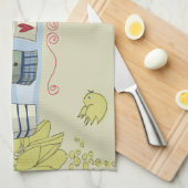Colorful Birdhouses Kitchen Towel, Horizontal Theedoek (Quarter Fold)