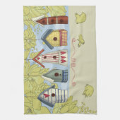 Colorful Birdhouses Kitchen Towel, Horizontal Theedoek (Verticaal)