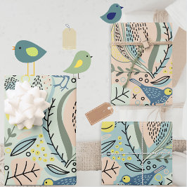 Colorful Birds Gift Wrap Inpakpapier Vel