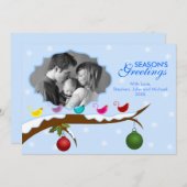 Colorful Birds kerstfeestay-fotokaart Feestdagenkaart (Voorkant / Achterkant)