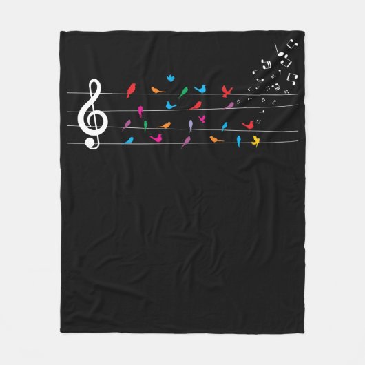 Colorful Birds Musical Notes Nature Music Fleece Deken (Voorkant)