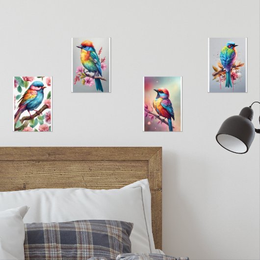 Colorful birds muurkunst sets (Slaapkamer)