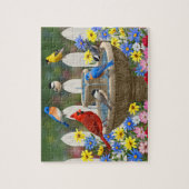 Colorful Birds Spring Garden Flowers Bird Bath Legpuzzel (Verticaal)