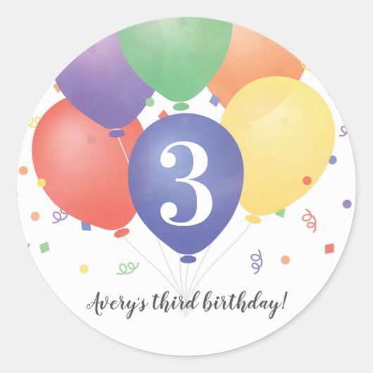 Colorful Birthday-ballonnen Ronde Sticker (Voorkant)