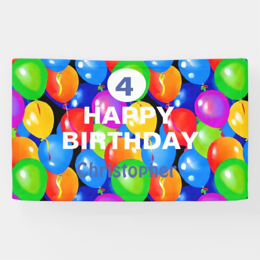 Colorful Birthday-ballonnen Spandoek (Horizontaal)