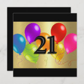 Colorful Birthday Balloons 21 Kaart (Voorkant / Achterkant)