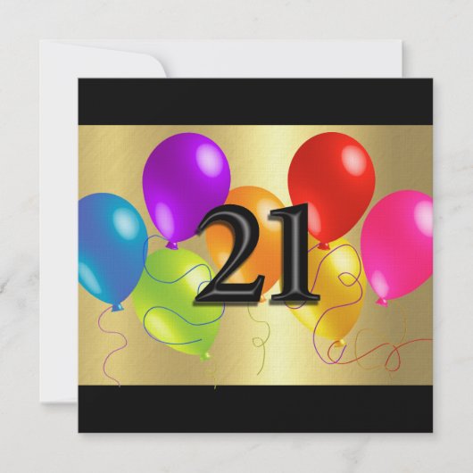 Colorful Birthday Balloons 21 Kaart (Voorkant)