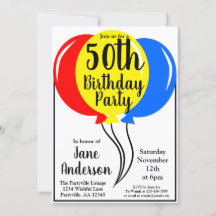 Colorful Birthday Balloons 50th Party