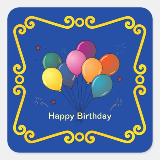 Colorful Birthday Balloons Celebration Sticker (Voorkant)