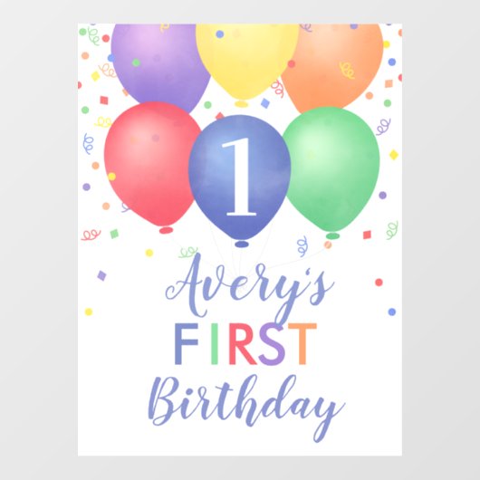 Colorful Birthday Balloons Editable Age Raamsticker (Vel)