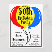 Colorful Birthday Balloons vijfde Uitnodiging Briefkaart (Voorkant)