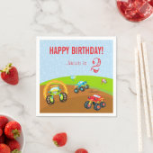 Colorful Birthday Boy Monster Trucks met naam Age Servet (Insitu)