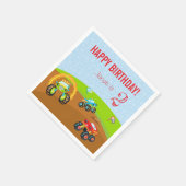 Colorful Birthday Boy Monster Trucks met naam Age Servet (Hoek)
