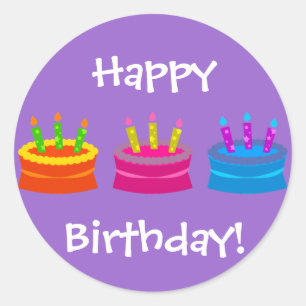 Colorful Birthday Cakes Ronde Sticker