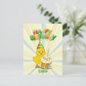 Colorful Birthday Chicken Cartoon Briefkaart (Staand voorkant)