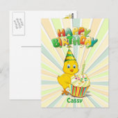 Colorful Birthday Chicken Cartoon Briefkaart (Voorkant / Achterkant)