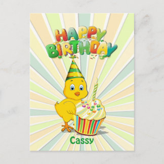 Colorful Birthday Chicken Cartoon Briefkaart