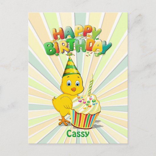 Colorful Birthday Chicken Cartoon Briefkaart (Voorkant)