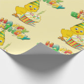 Colorful Birthday Chicken Cartoon Cadeaupapier (Hoek)