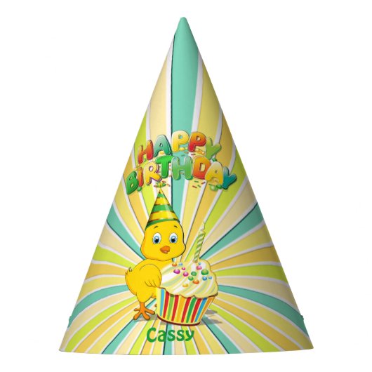 Colorful Birthday Chicken Feesthoedjes (Voorkant)