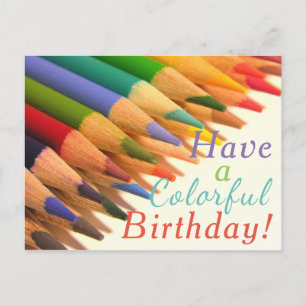 "Colorful Birthday" gekleurde penstencils Briefkaart