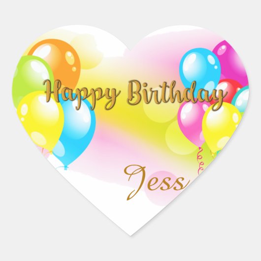 Colorful Birthday Hart Sticker (Voorkant)