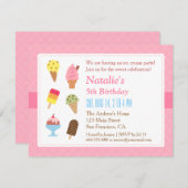 Colorful Birthday, Ice crème feestjes Kaart (Voorkant / Achterkant)