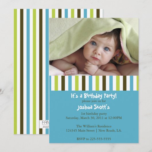 Colorful Birthday Invitation Kaart (Voorkant / Achterkant)