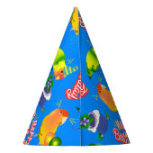 Colorful Birthday Lovebird Parrot Bird Theme Feesthoedjes (Achterkant)