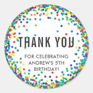 Colorful Birthday Party Dank u wel! Ronde Sticker