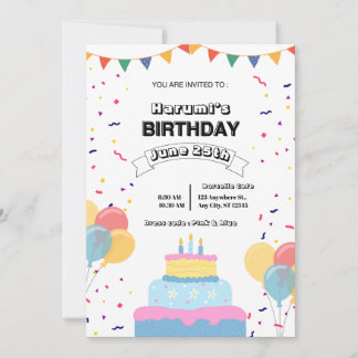 Colorful Birthday Party Invitation Bedankkaart