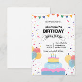 Colorful Birthday Party Invitation Kaart (Voorkant / Achterkant)