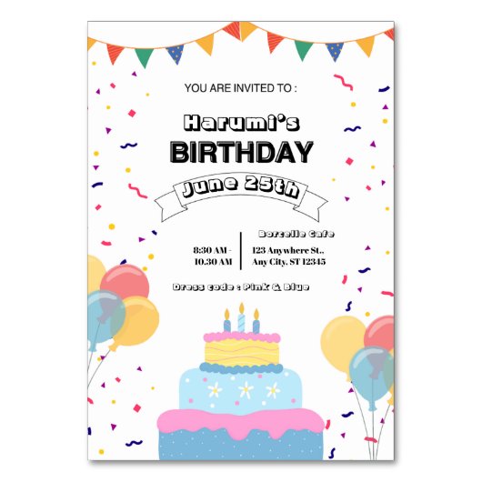 Colorful Birthday Party Invitation Kaart (Voorkant)