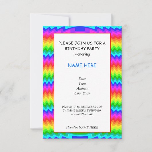 Colorful Birthday Party Invitation Kaart (Voorkant)