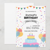 Colorful Birthday Party Invitation Kaart (Voorkant / Achterkant)